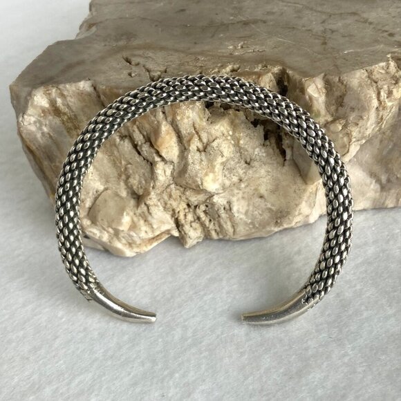 Sterling Silver 925 Heavy Interwoven Braided Weaved 6MM Cuff Bracelet 7" 30g - Picture 7 of 16